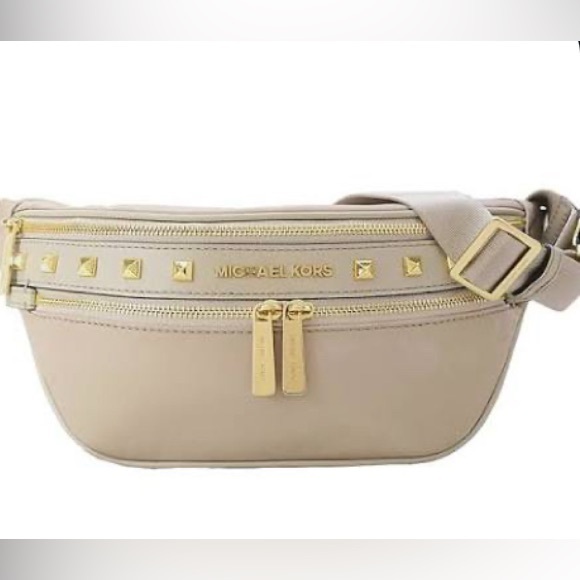 Michael Kors Handbags - Michael Kors Kenly Studded Waist Pack Crossbody Taupe Travel Casual